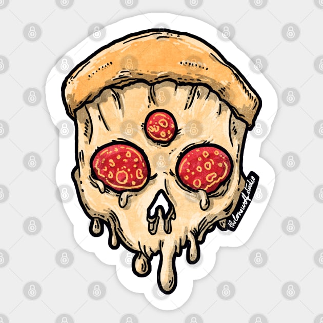 Pizza Skull Sticker by TheLoneWolfStudio